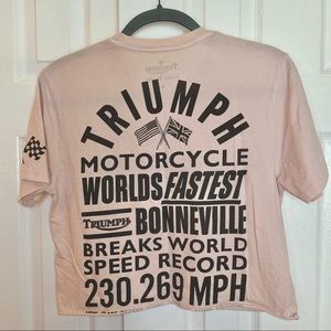 Light Pink Crop Triumph Motorcycle Tee